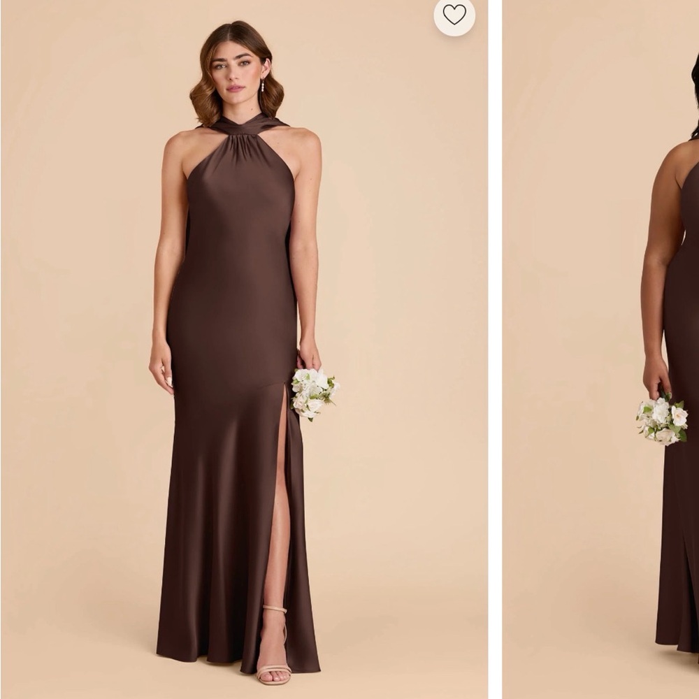 Sleeveless Halter Neck Brown Formal Gown